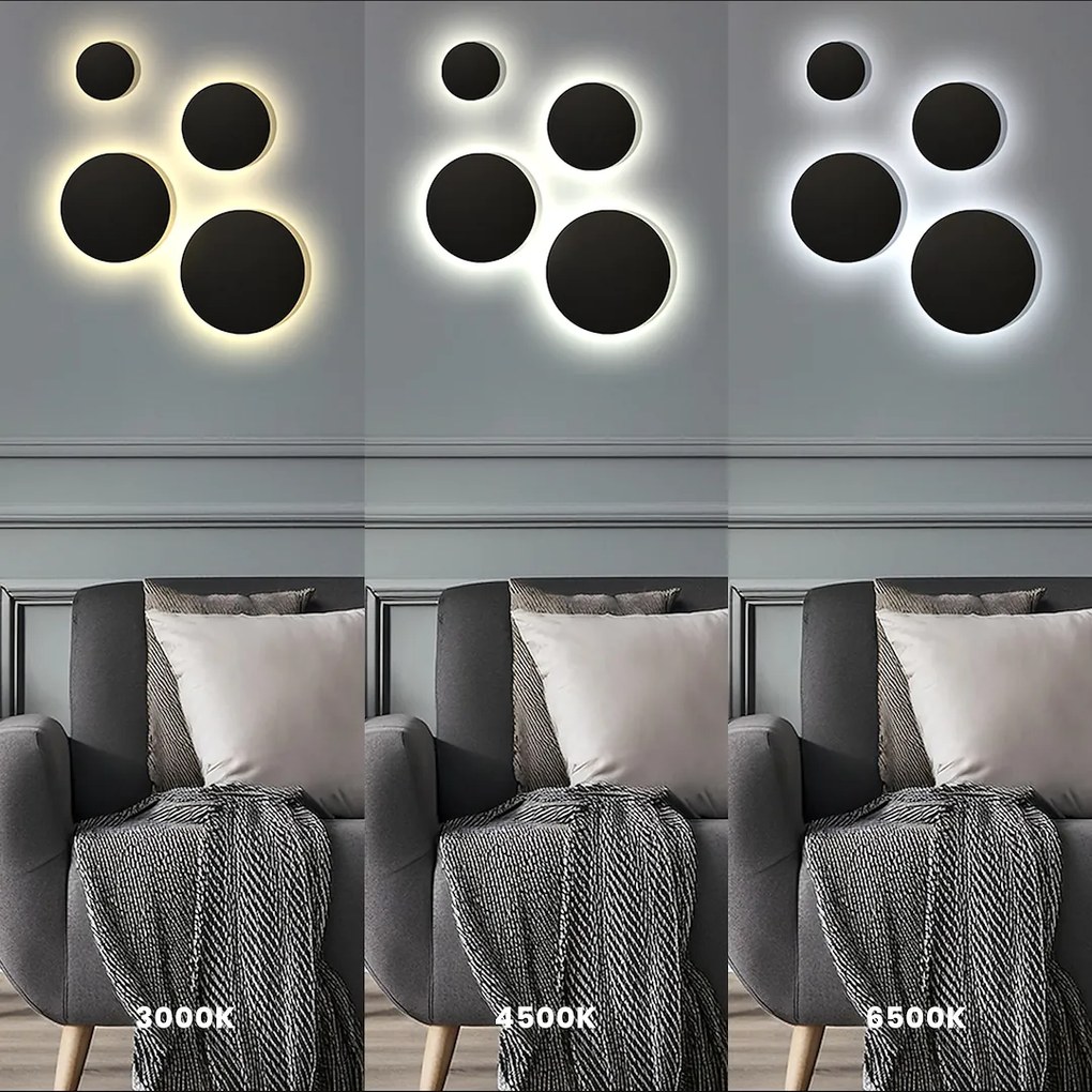 Exteriérové nástenné LED svietidlo Disk, 1x LED 15w, CCT, čierna