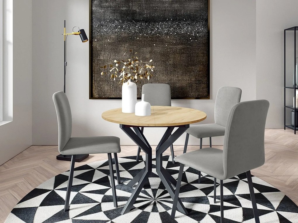 Jedálensky set so 4 stoličkami Kirtore M 90, Farby:: Amor Velvet 4302, Farby:: biela / čierna