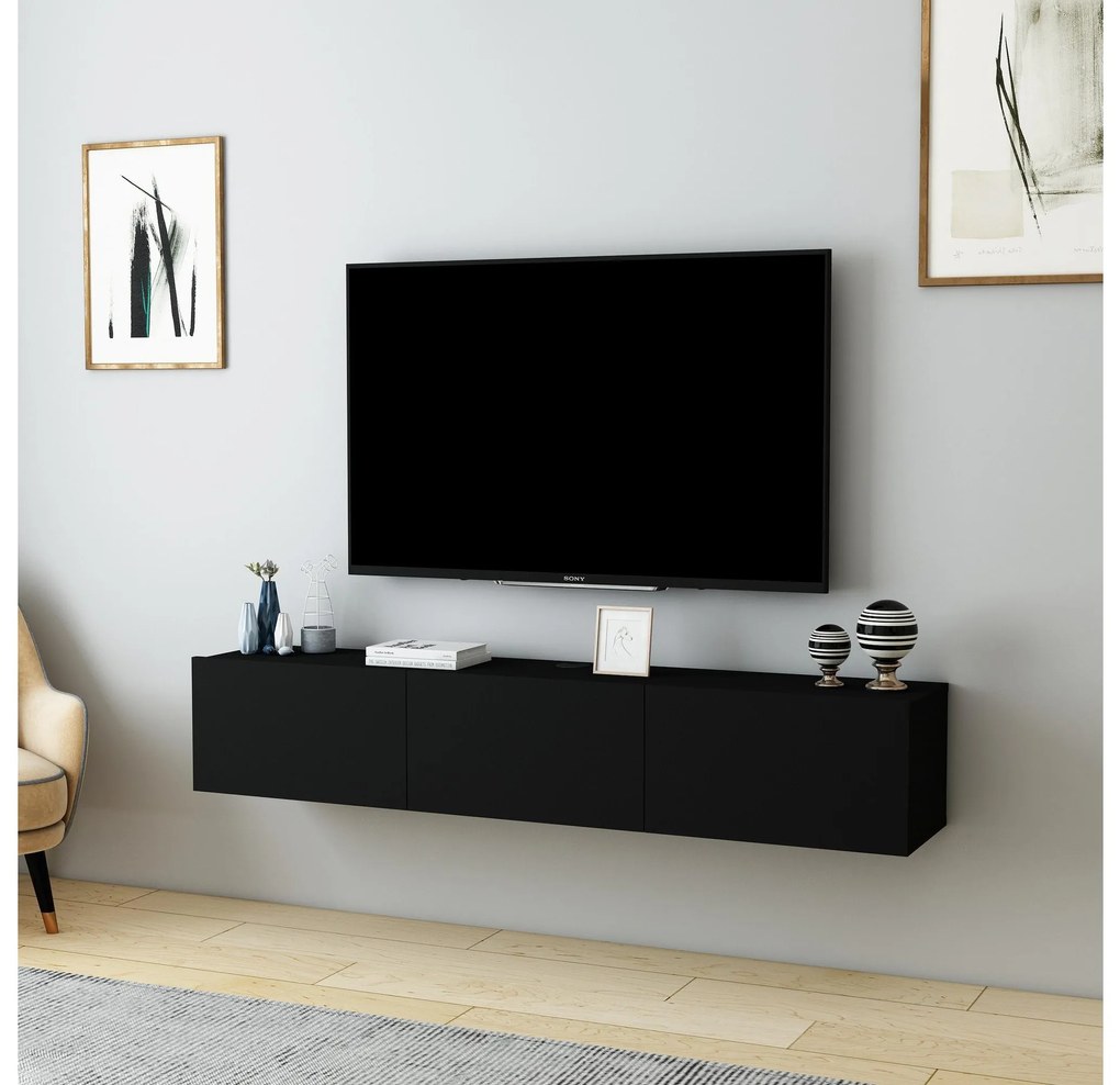 TV stolík/skrinka Dereba (čierna). Akcia -20%. Vlastná spoľahlivá doprava až k Vám domov. 1107845