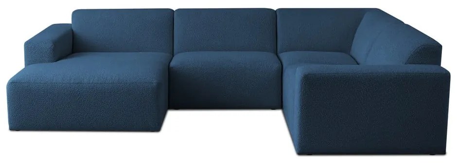 Tmavomodrá rohová pohovka z textílie buklé (do "U") Roxy – Scandic