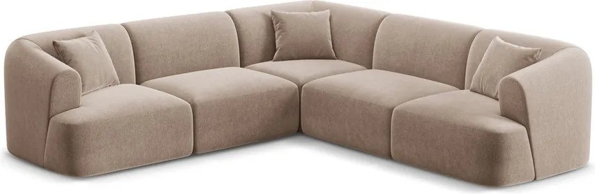 Svetlohnedá zamatová rohová pohovka Campi – Cosmopolitan Design