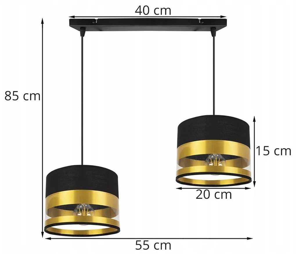 Závesné svietidlo INTENSE GOLD, 2x textilné tienidlo (mix 6 farieb), (výber z 3 farieb konštrukcie)