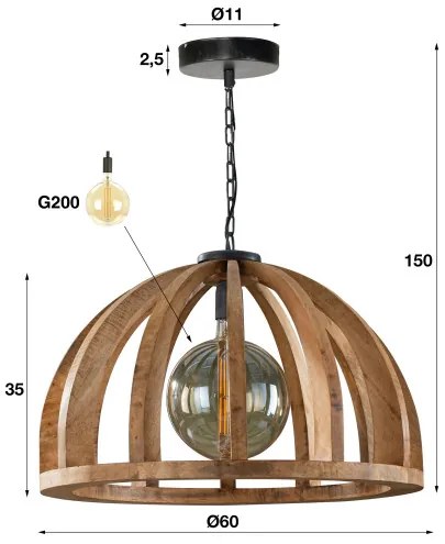 Luster 83-66 Wooden curved mango frame - Komfort-nábytok