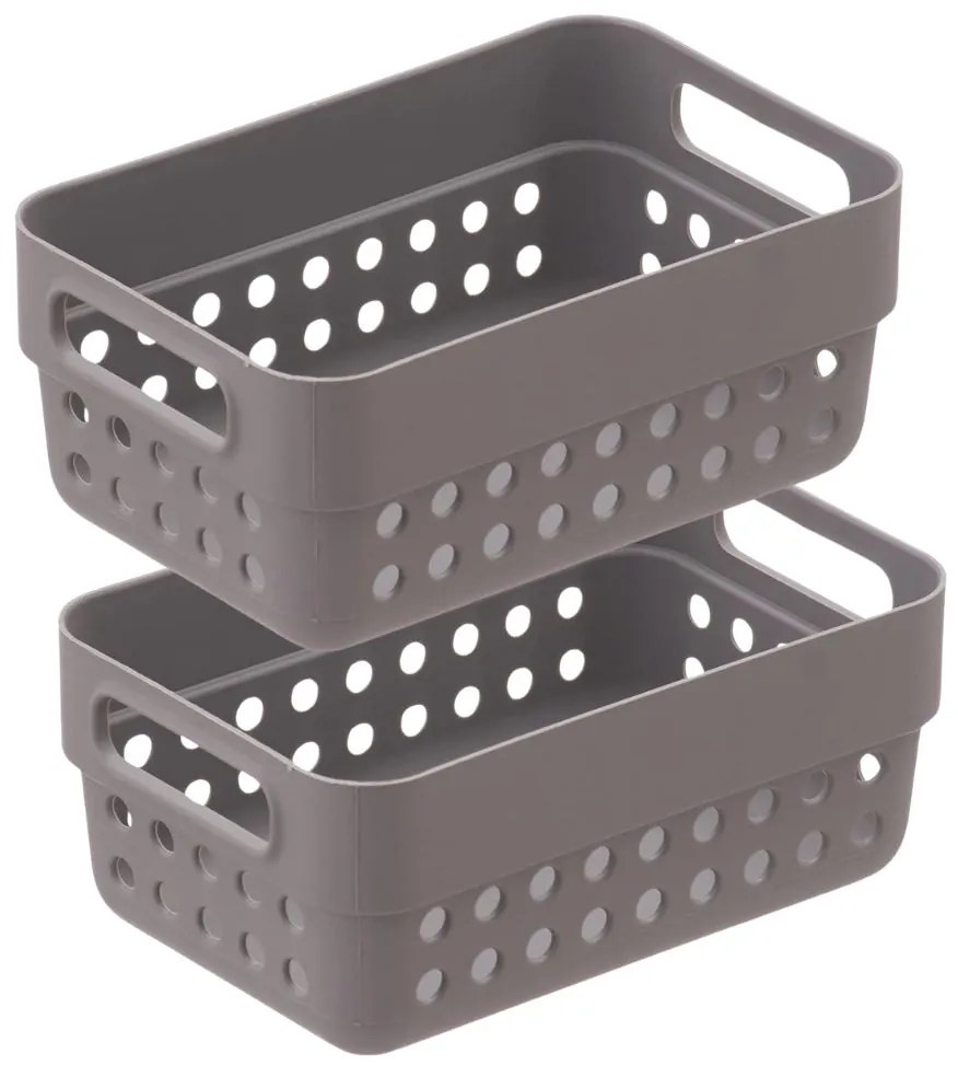 CONFORTIME Sada 2 košíkov na organizáciu, organizéry do zásuvky KOLE 12 x 7,5 cm - sivý