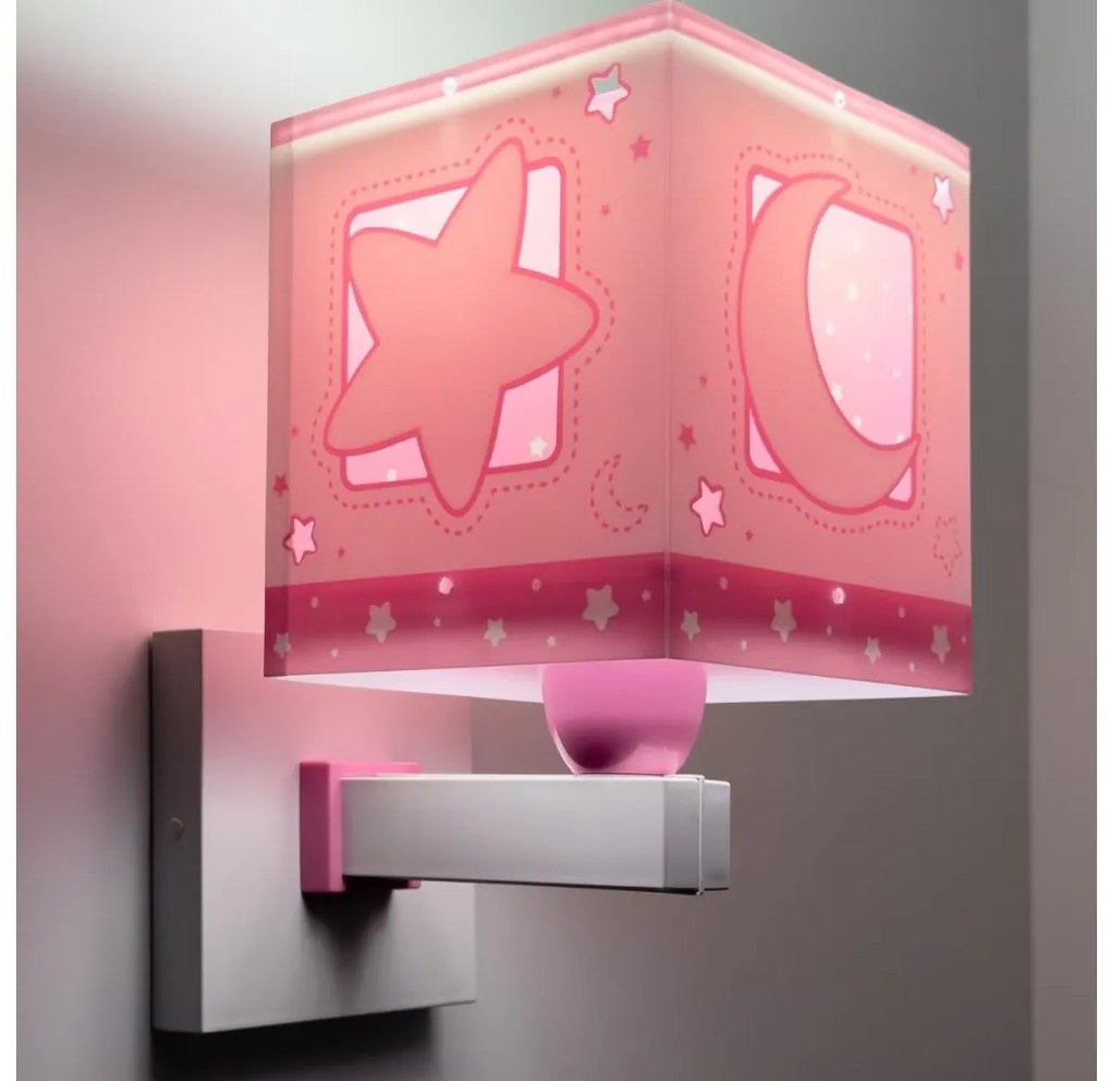 Dalber 63239S - Detské nástenné svietidlo MOONLIGHT 1xE27/15W/230V ružová