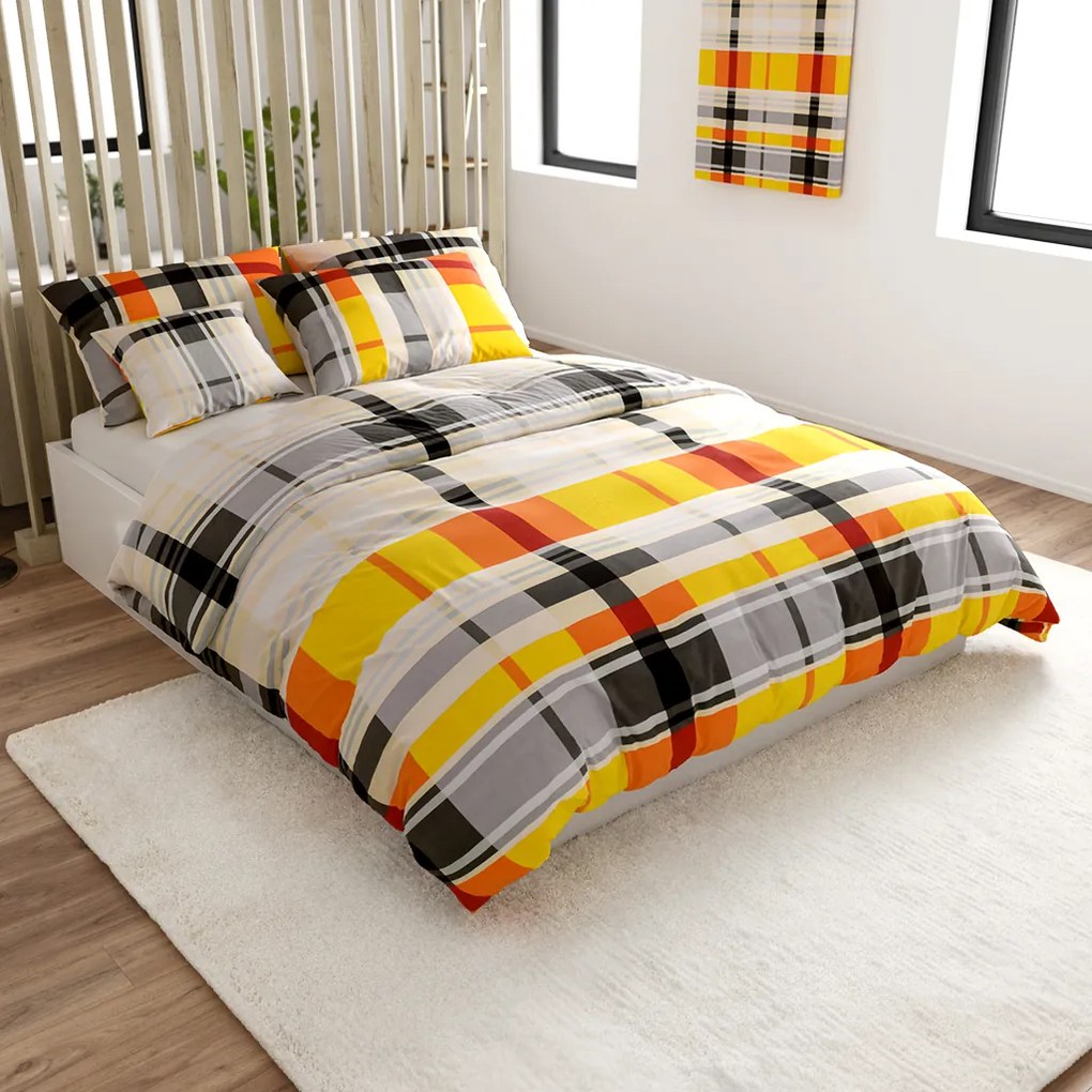 Obliečky z Renforcé bavlny ORANGE KUBE farebné Rozmer obliečky: 70 x 90 cm | 140 x 200 cm