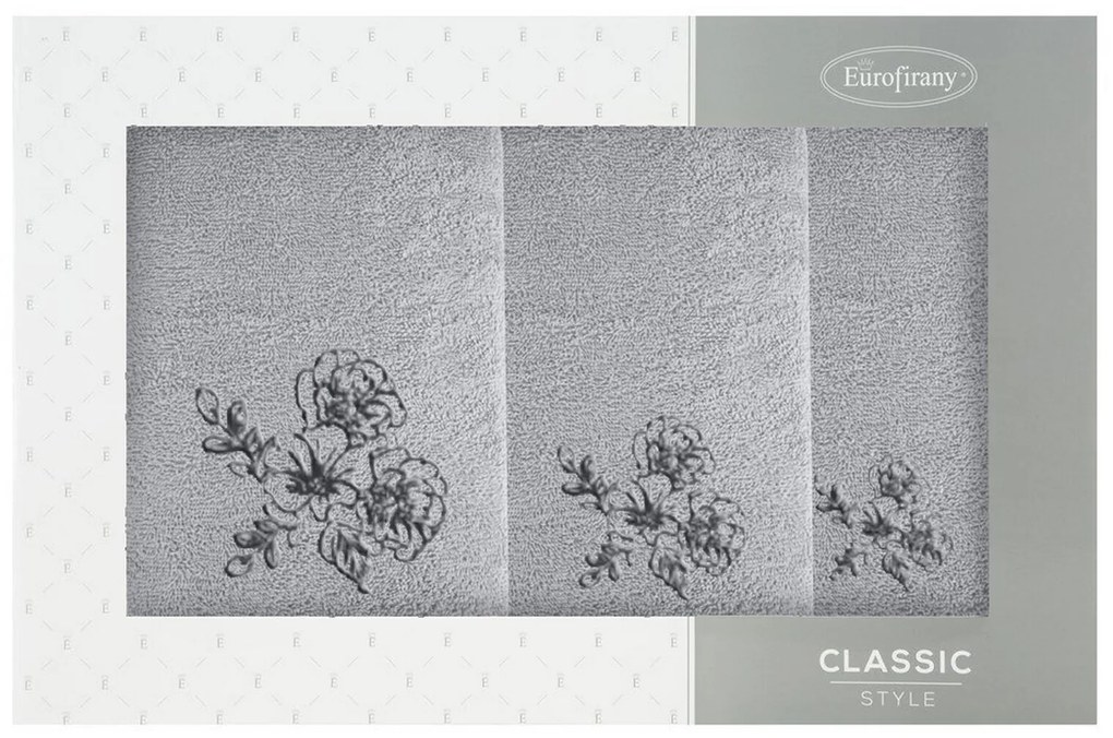 EUROFIRANY FROTÉ UTERÁK MELANI SADA 1KS 30X50 CM, 1KS 50X90 CM, 1KS 70X140 CM STRIEBORNÁ