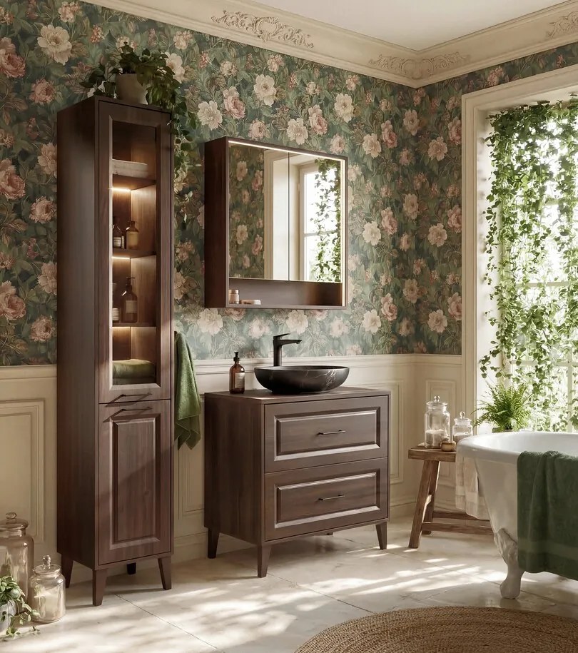 Koupelnová sestava Dorothy Smile s deskou, umyvadlem a skříňkou 60 cm dub ristretto