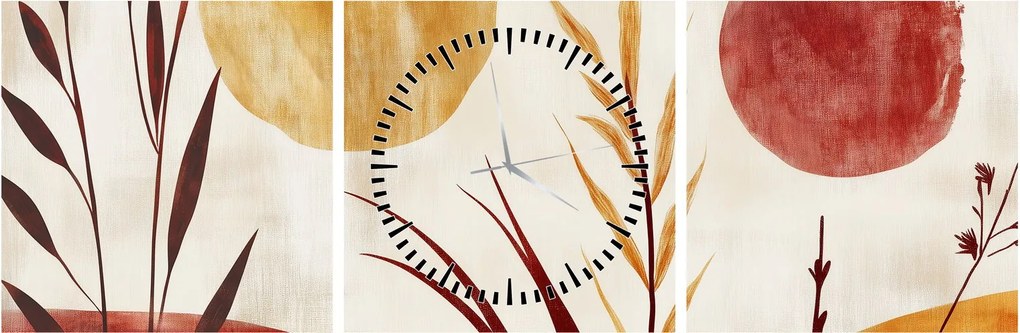 Obraz - Rastliny a kruhy (s hodinami) (90x30 cm)