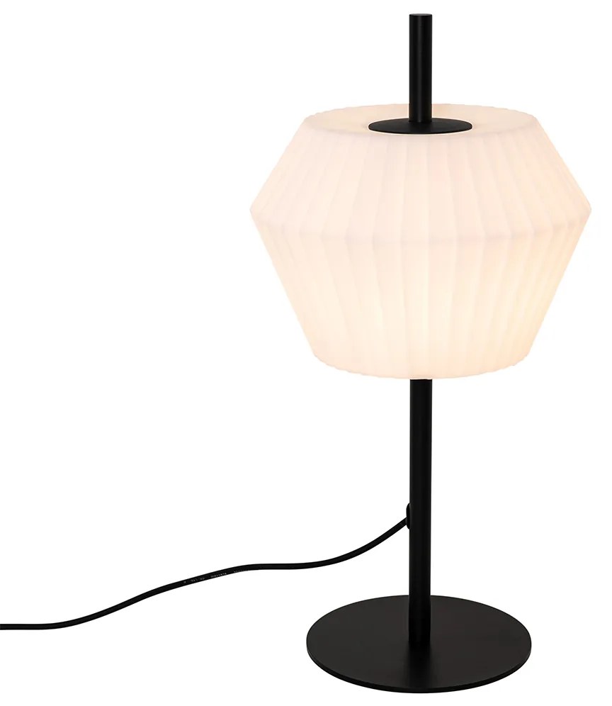 Moderná vonkajšia stolná lampa čierna s bielym tienidlom IP44 - Robbert