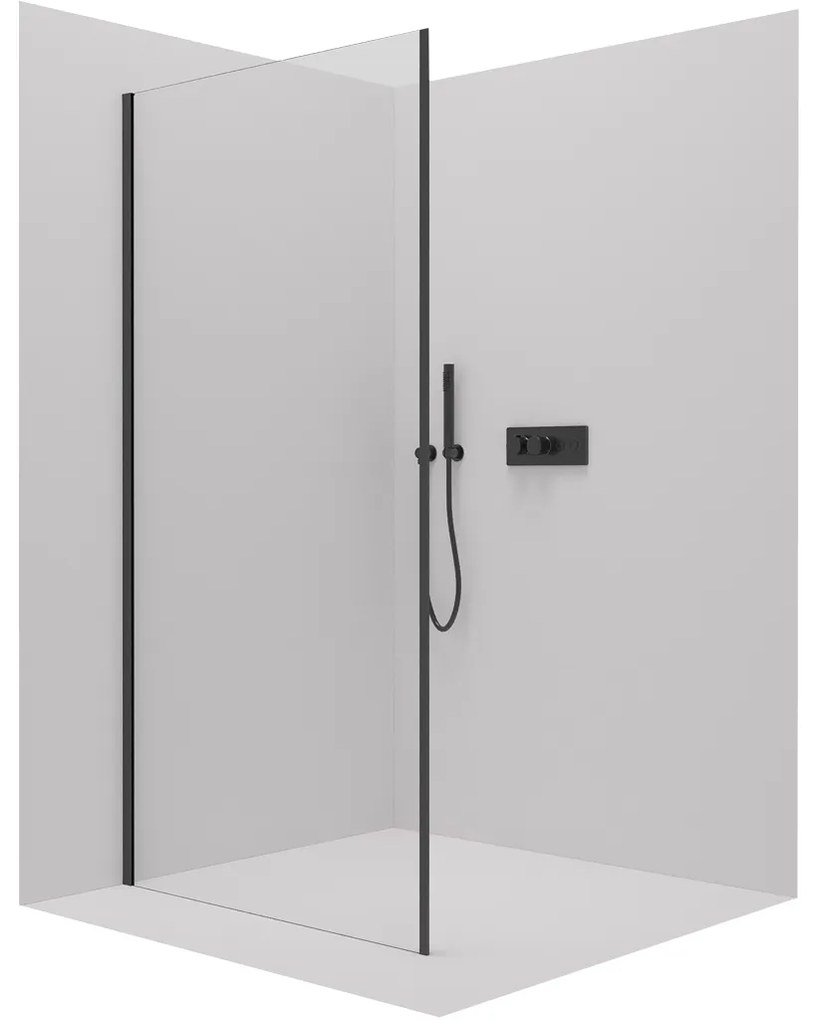 Cerano Porte, sprchová zástena ku sprchovému kútu 90x195 cm, 8mm číre sklo, čierny profil, CER-CER-413456