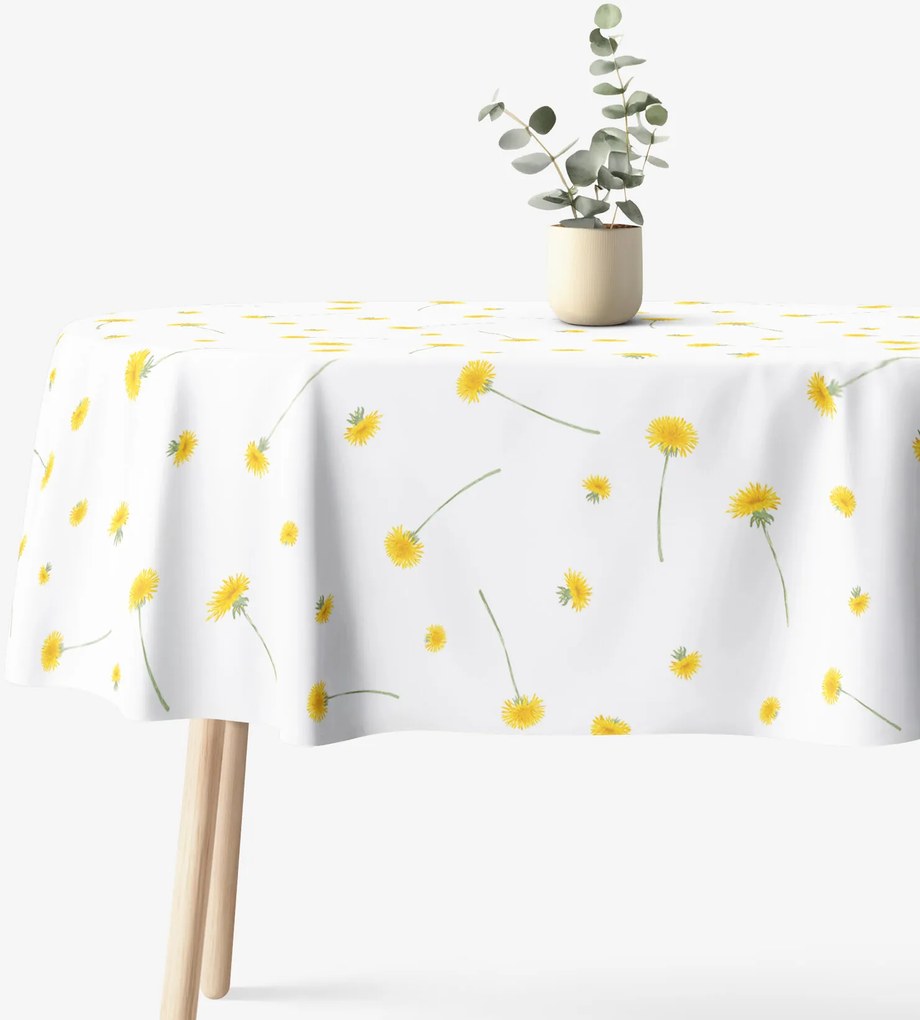 Goldea oválny obrus 100% bavlnené plátno - púpavy 140 x 220 cm