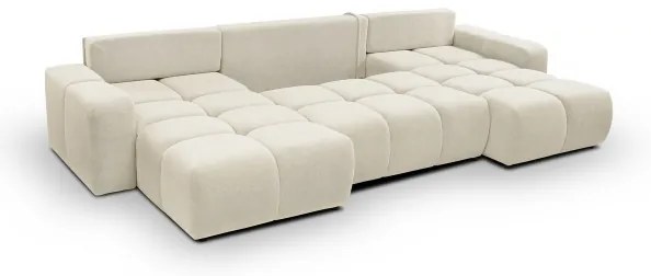 Rozkladacia čalúnená sedacia súprava do U ALMADA s úložným priestorom, béžová