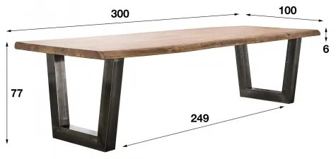 Jedálenský stôl 20-35 300x100cm Acacia natural 6cm - Komfort-nábytok