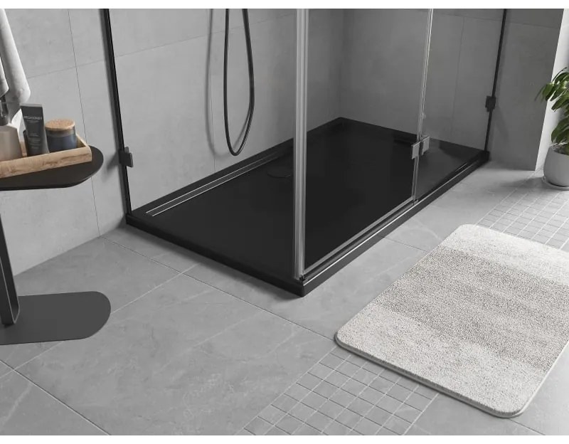 Mexen, Mexen Flow obdĺžniková sprchová vanička slim 160 x 75 cm, čierna matná, 46R707516