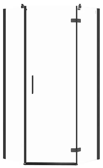 Cersanit Jota, 5-uhoľníkový sprchovací kút 90x90x195 cm, pravé dvere, 6mm číre sklo, čierny profil, S160-015