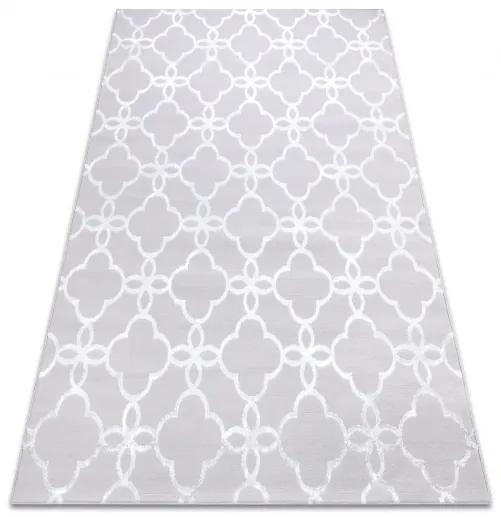 Moderný MEFE koberec 8504  Ďatelina, sivo / biely