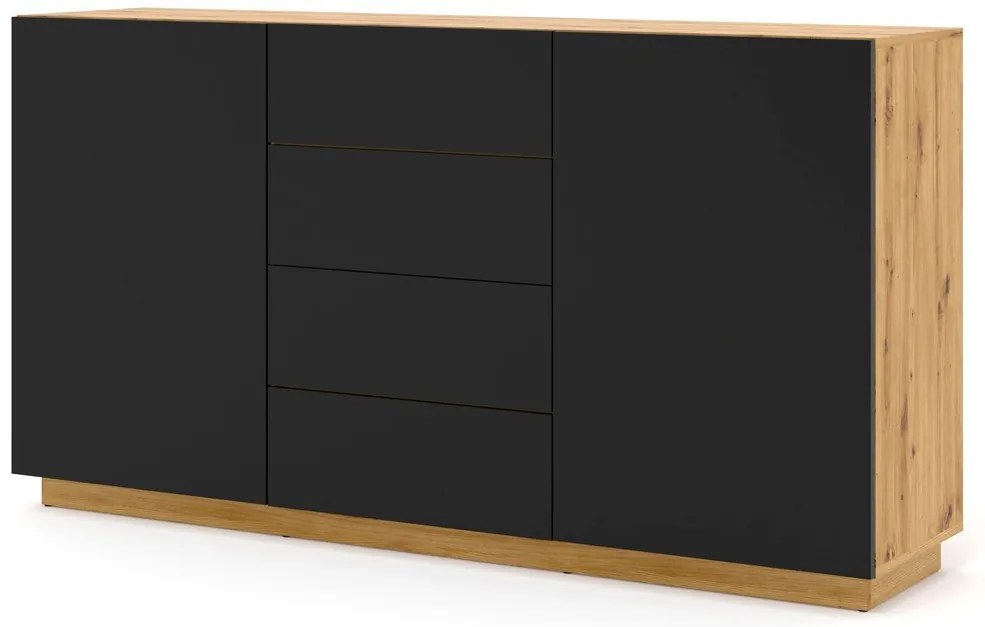 Komoda Aurora KOM2D4S (dub artisan + matná čierna). Akcia -20%. Vlastná spoľahlivá doprava až k Vám domov. 1124845