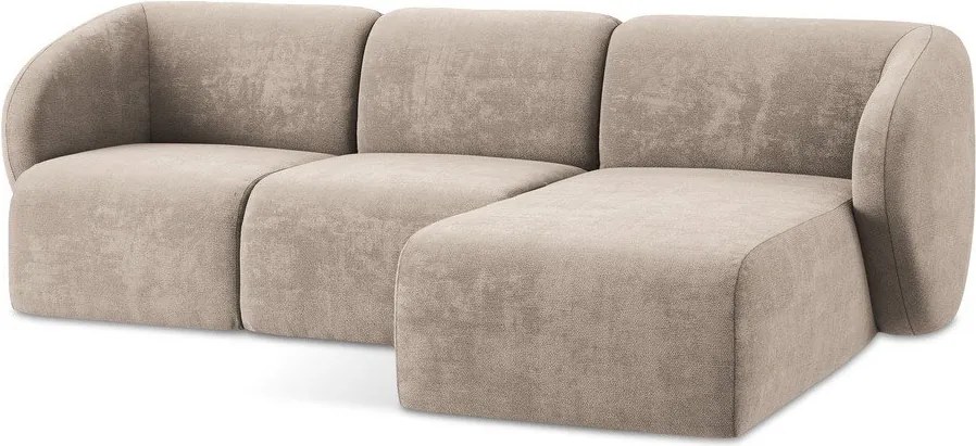 Svetlohnedá ženilková rohová pohovka (pravý roh/s leňoškou) Lani – Makamii