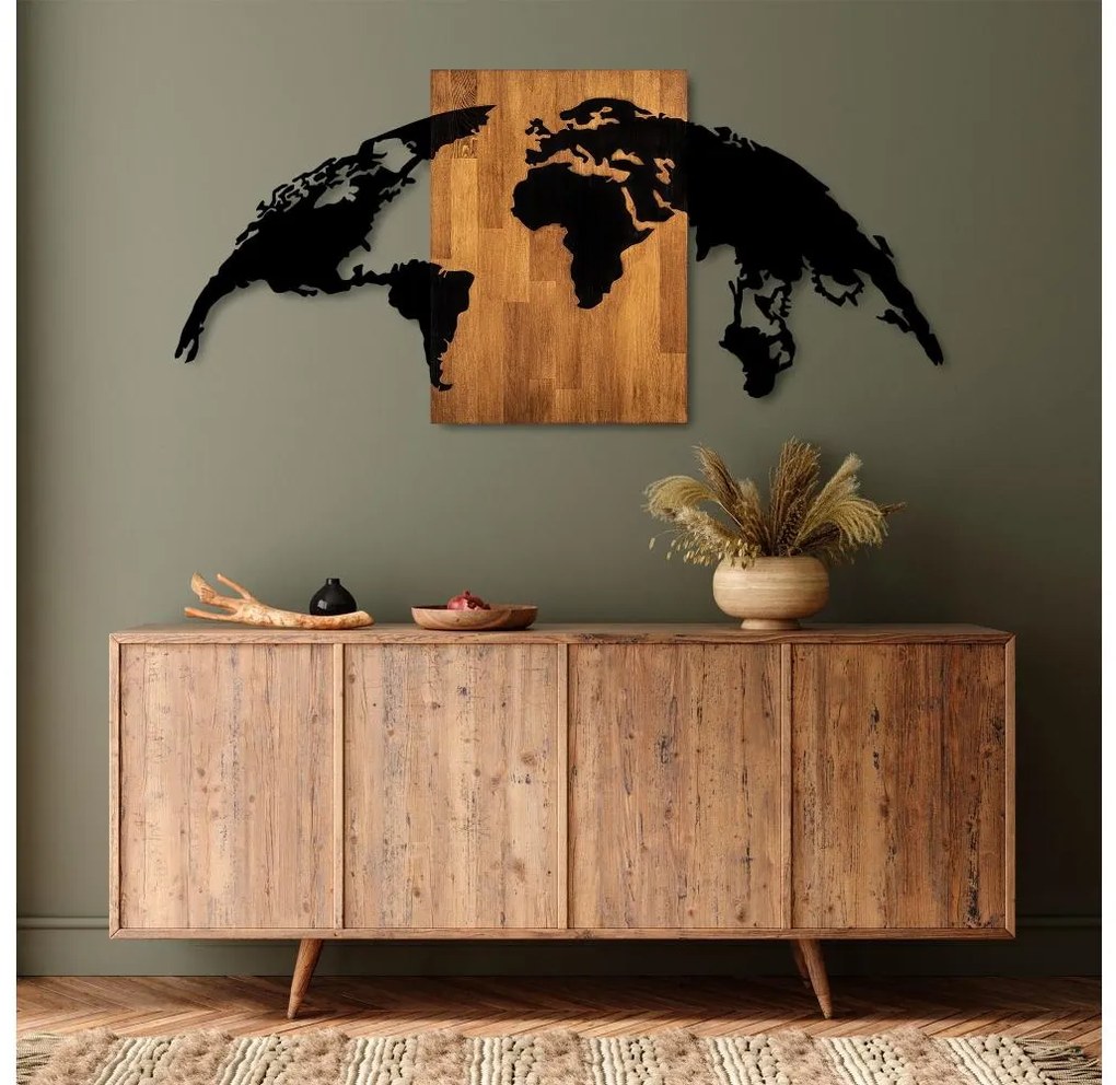 Asir Nástenná dekorácia 150x70 cm zemeguľa drevo/kov 899SKL2624