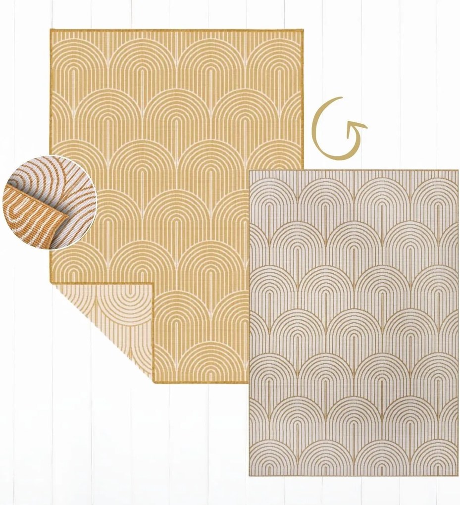 POŠKODENÝ - Kusový koberec Pangli 105849 Ochre - na von aj na doma, 240x330, žltá, chodba / predsieň, Hanse Home