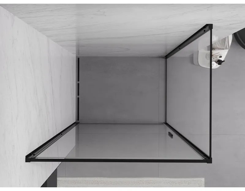Mexen Exo, sprchovací kút s krídlovými dverami 70 x 100 cm, 6mm číre sklo, čierny profil, 817-070-100-70-00