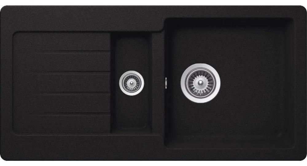 SCHOCK Typos D-150S Cristalite dvojdrez s odkvapávacou plochou, obojstranný, spodná montáž, 860 x 435 mm, Onyx, TYPD150SUGON