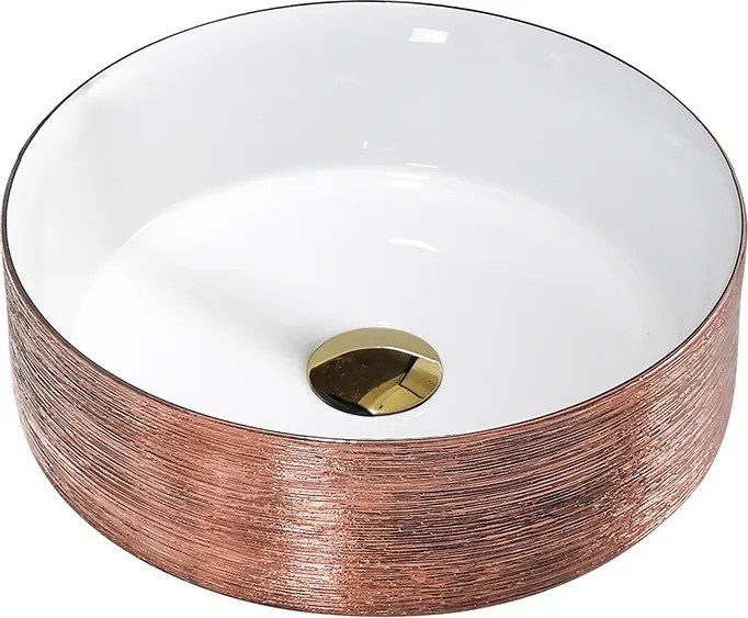 BPS-koupelny Keramické umývadlo na dosku HYD-LA-P-GL-360 36x36 cm, biele/ružové zlato