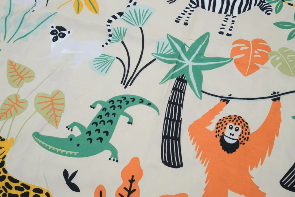 Detské obliečky z mikrovlákna JUNGLE FRIENDS farebné Rozmer obliečky: 70 x 90 cm | 140 x 200 cm