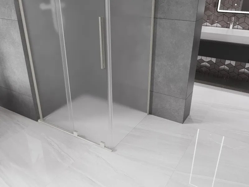 Mexen Velar L, sprchový kút s posuvnými dverami 110 x 80 cm, 8mm sklo námraza, brúsená oceľ, 871-110-080-33-97