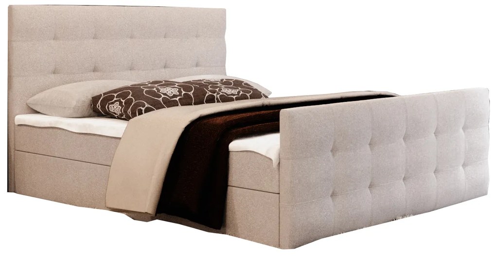 Manželská posteľ Boxspring 180 cm Milagros 2 (béžová) (s matracom a úložným priestorom). Akcia -21%. Vlastná spoľahlivá doprava až k Vám domov. 1047235