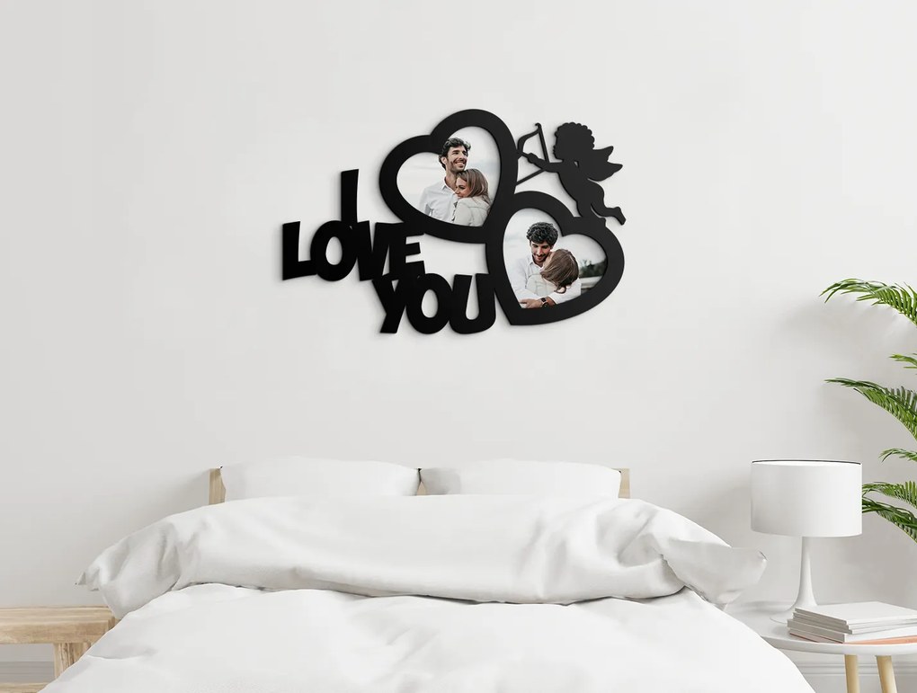 drevko Fotorámik na stenu I love you Farba dekorácie: Čierna