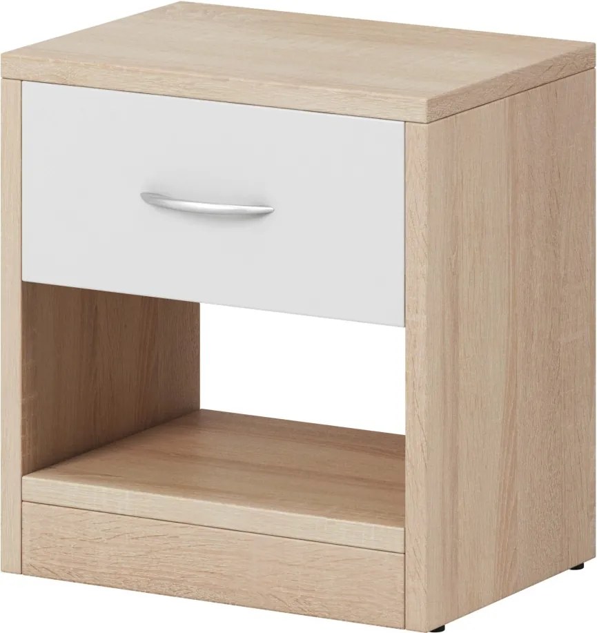 Noční stolek Naka 39 cm bílý/dub Sonoma