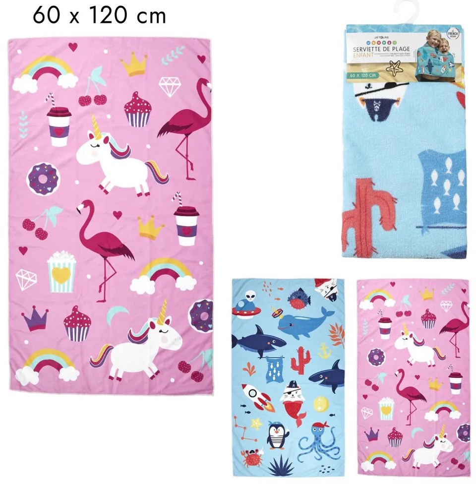 Modrá detská plážová osuška PLAGE