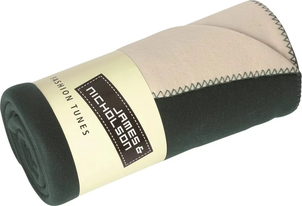 James & Nicholson (Daiber) Fleece deka 150x170 cm JN952 - Tmavozelená / smotanová | 150 x 170 cm