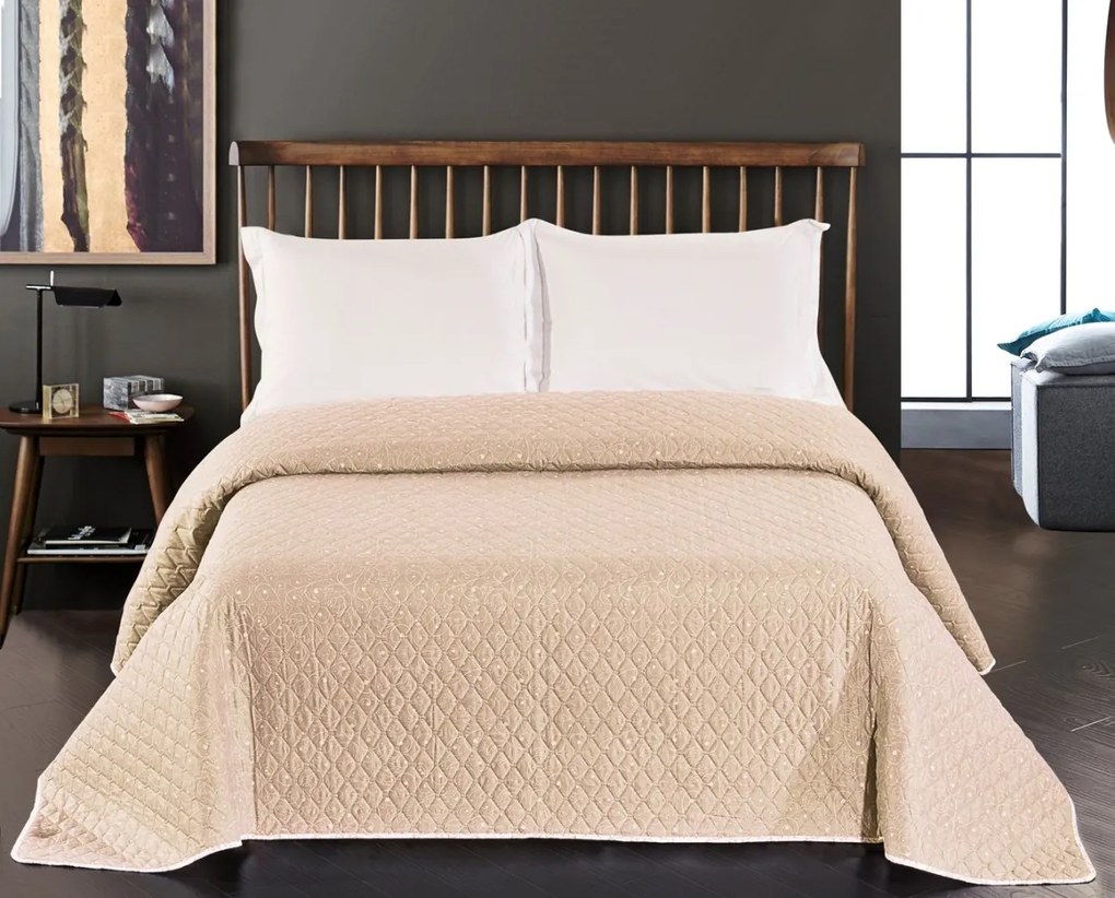 Obojstranný prehoz na posteľ DecoKing Alhambra béžový/biely, velikost 170x210