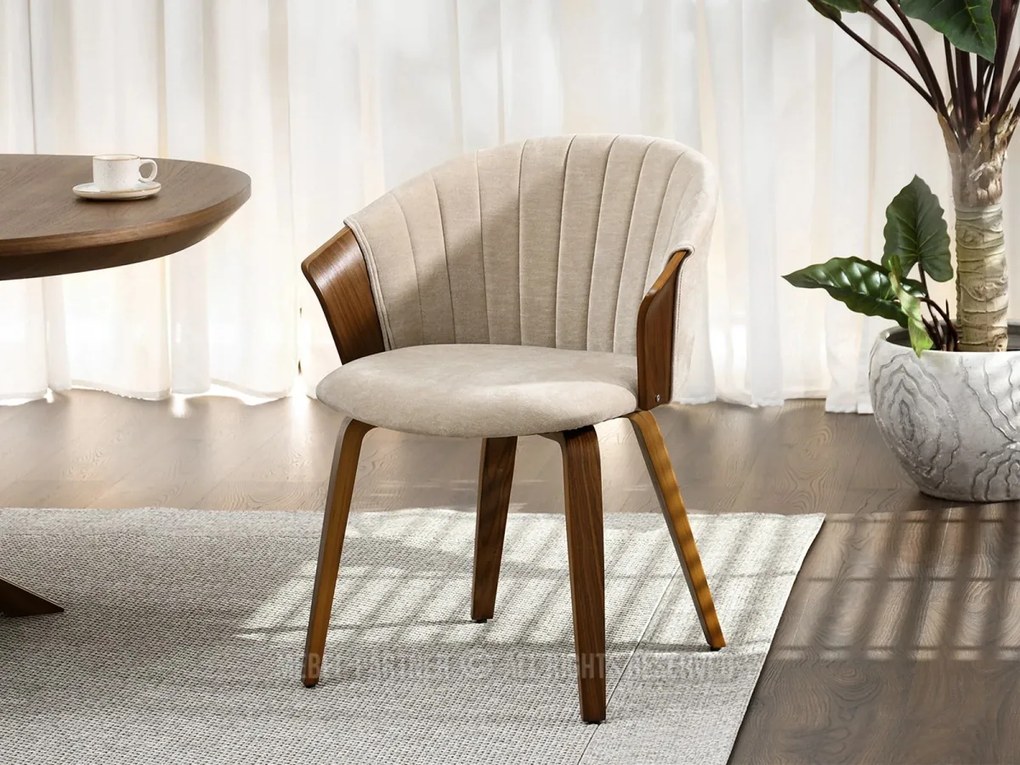 Čalúnená stolička RAHMA - béžová / orech