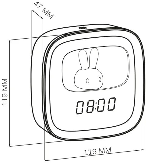 LED Stmievateľná nočná lampička s budíkom BUNNY LED/1,2W/5V 3000K