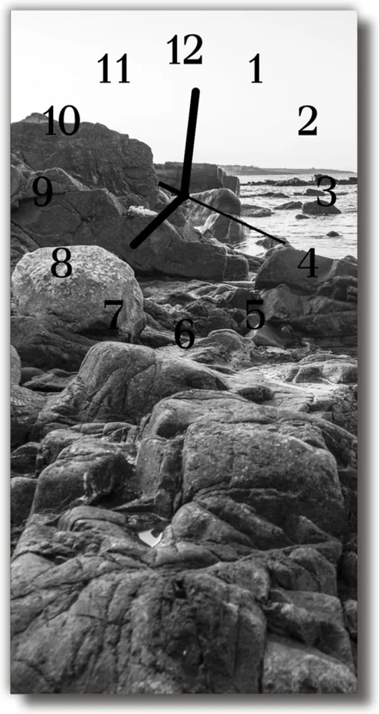 Skleněné hodiny vertikální  Příroda Kameny šedé