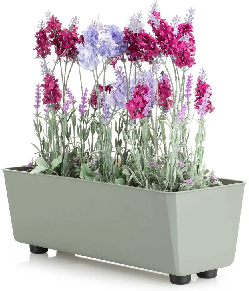 PLASTOVÝ KVETINÁČ SALVIA 37,5X17 CM ZELENÁ