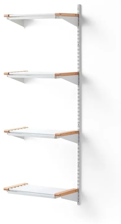 Regál na topánky JEPPE so 4 policami, prídavná sekcia, 1790x600x310 mm, biela/breza