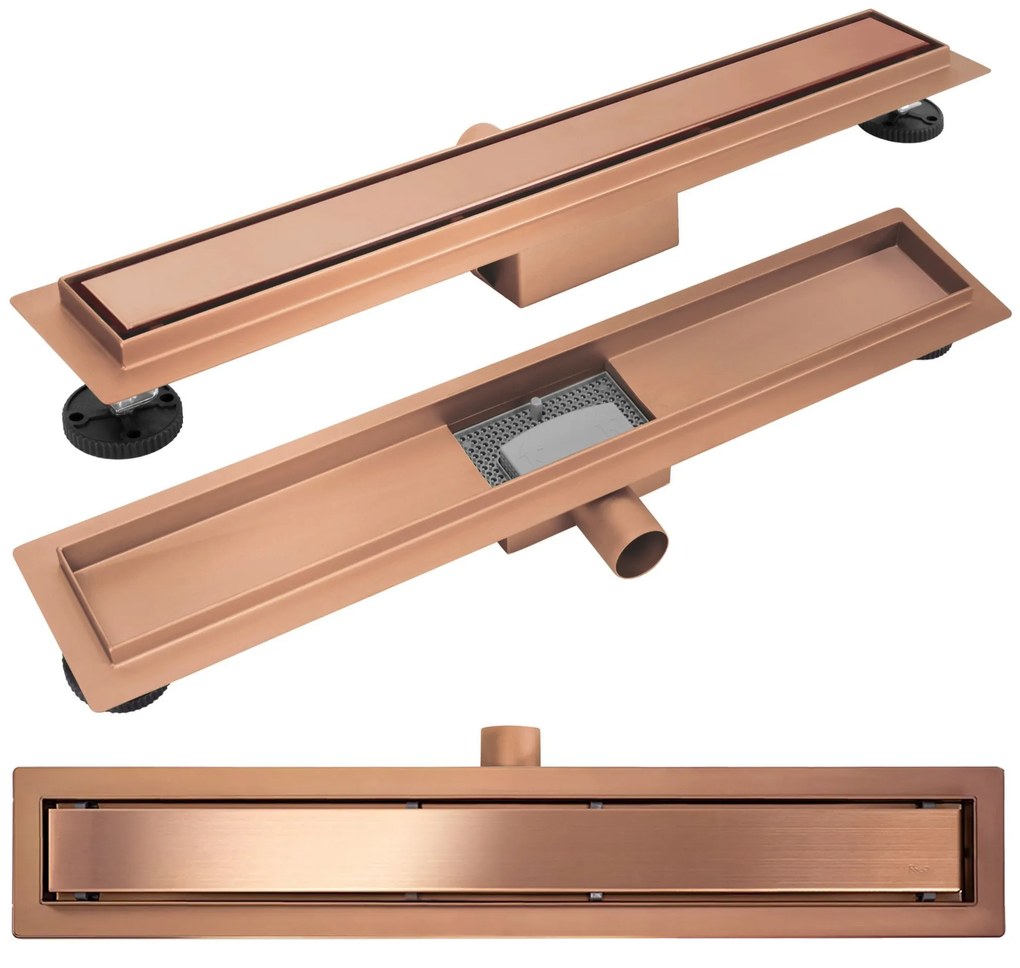 Rea Neox, nerezový sprchový odtokový žľab 80cm, 2v1, medená matná, REA-G4899