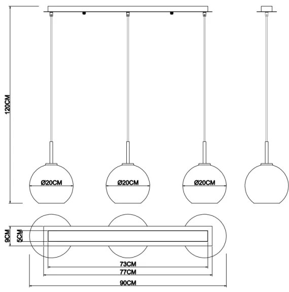 Globo 15462H2 - Luster na lanku ADARA 3xE27/60W/230V