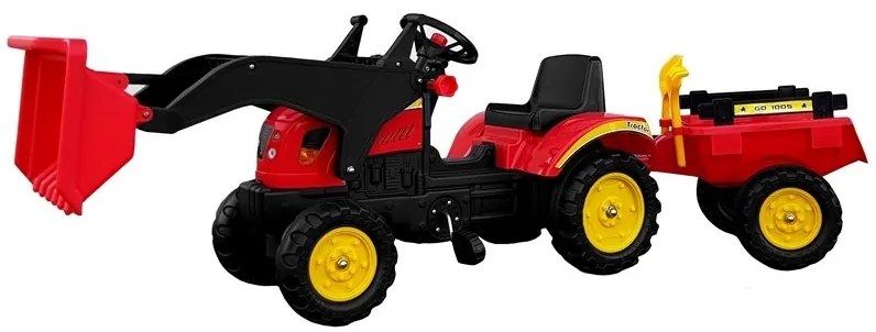LEAN TOYS Veľký traktor Herman s prívesom a pedálmi 165 cm - červený