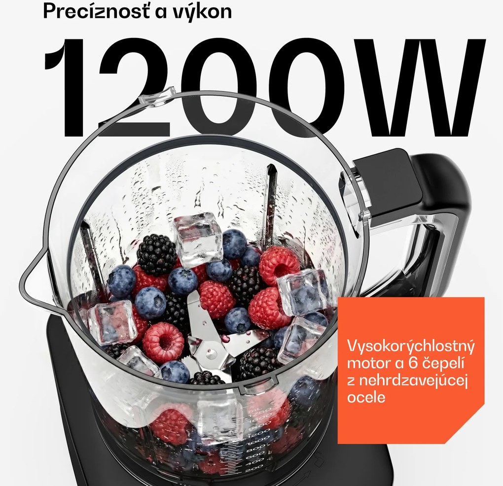 Klarstein Velaire kuchynský robot s mixérom na miesenie, šľahanie a odšťavovanie 1200 W 2 l kuchynský robot/mixér 1,75 l