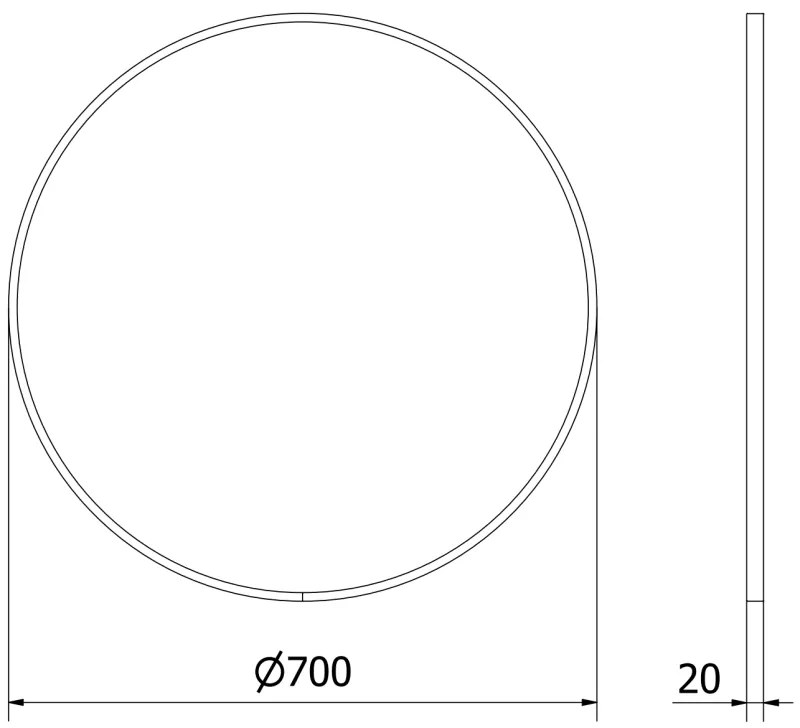 Mexen Loft, okrúhle kúpeľňové zrkadlo 70 cm, farba rámu biela, 9850-070-070-000-20