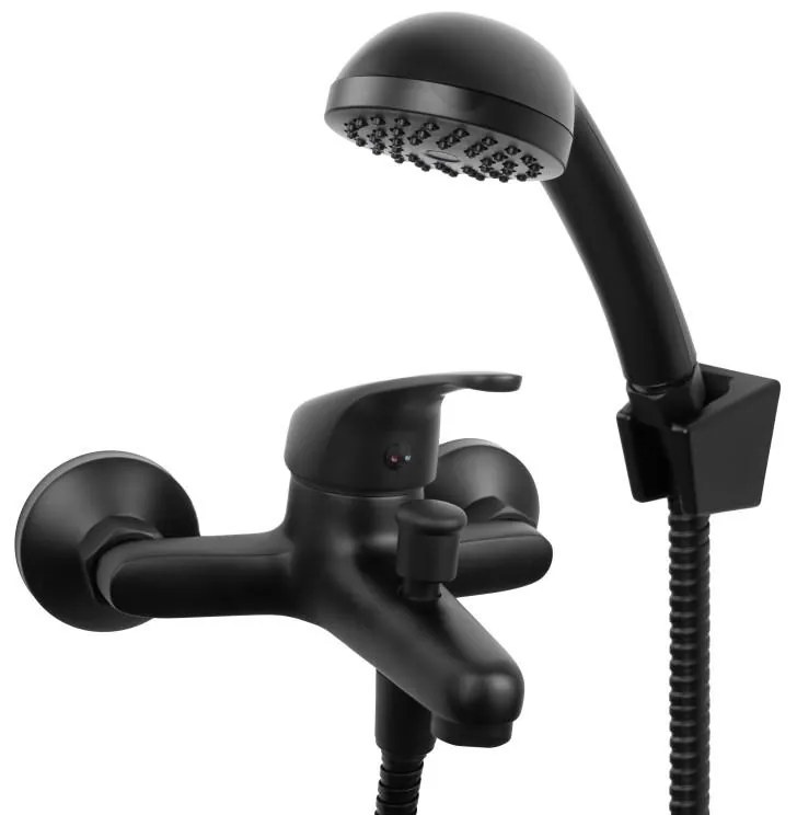 Erga Lati, nástenná vaňová batéria s ručnou sprchovou súpravou, čierna matná, ERG-YKA-BW.LATI-BLK