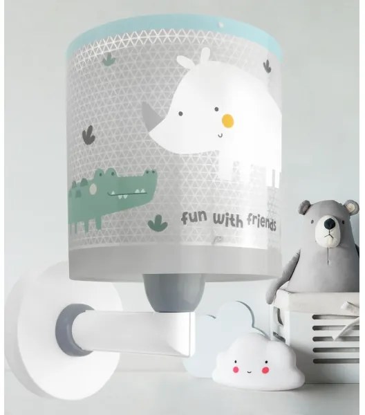 Dalber 60629 - Detské nástenné svietidlo RHICO AND CROCO 1xE27/15W/230V