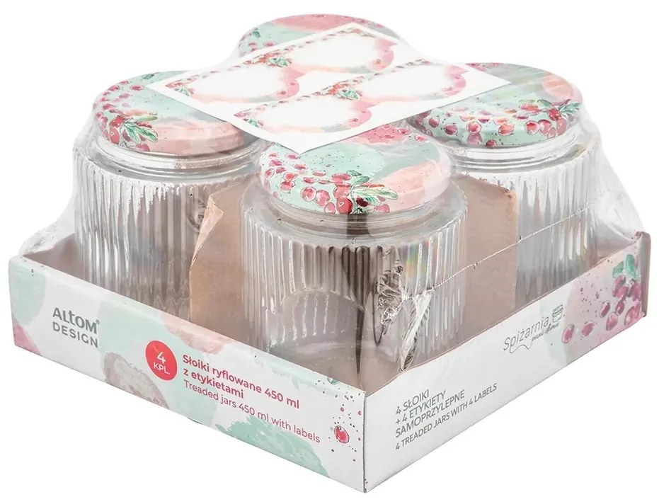 Altom Zavárací pohár s viečkom a etiketou 450 ml, 4 ks, 450 ml