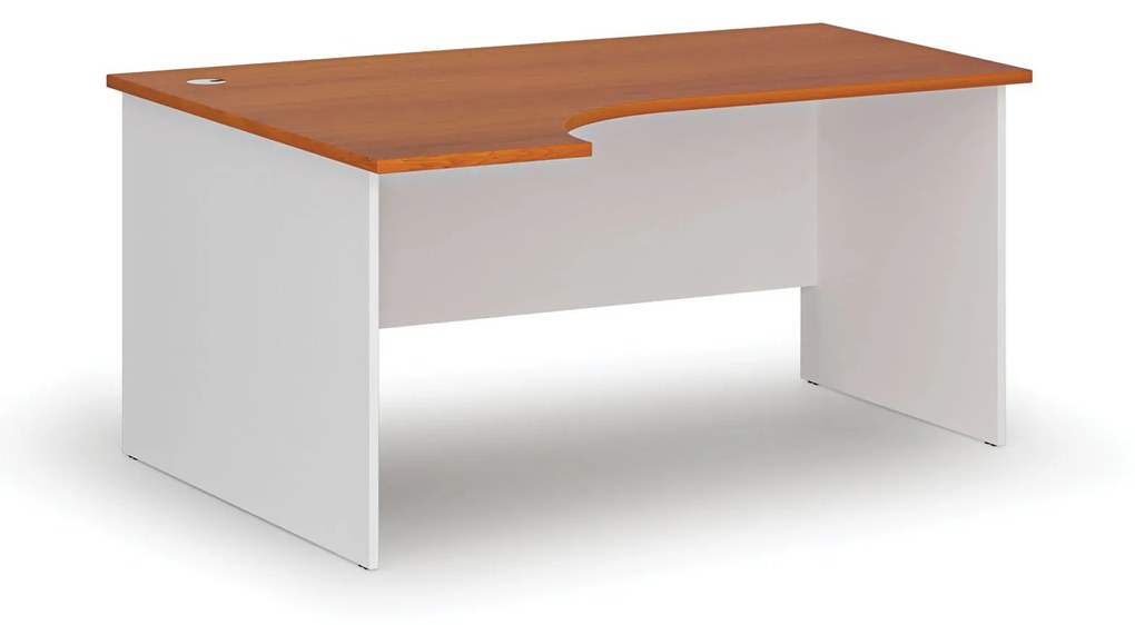 Kancelársky rohový pracovný stôl PRIMO WHITE, 1600 x 1200 mm, ľavý, biela/čerešňa